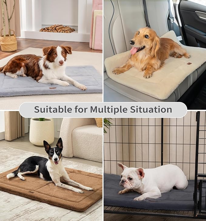 MADE 4 PETS Dog Crate Pad Bed for Large Dogs, Washable & Reversible, Anti-Slip Kennel Mat for Cozy Sleeping, Soft Fluffy Dog Bed for Indoor & Outdoor Use, 36"x27", Dark Gray