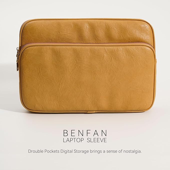 Benfan Laptop Sleeve Bag 13 Inch Compatible with 2024 MacBook Air 13 M3 M2 M1, New MacBook Pro 13 M2 M1, Dell XPS 13 Color Yellow
