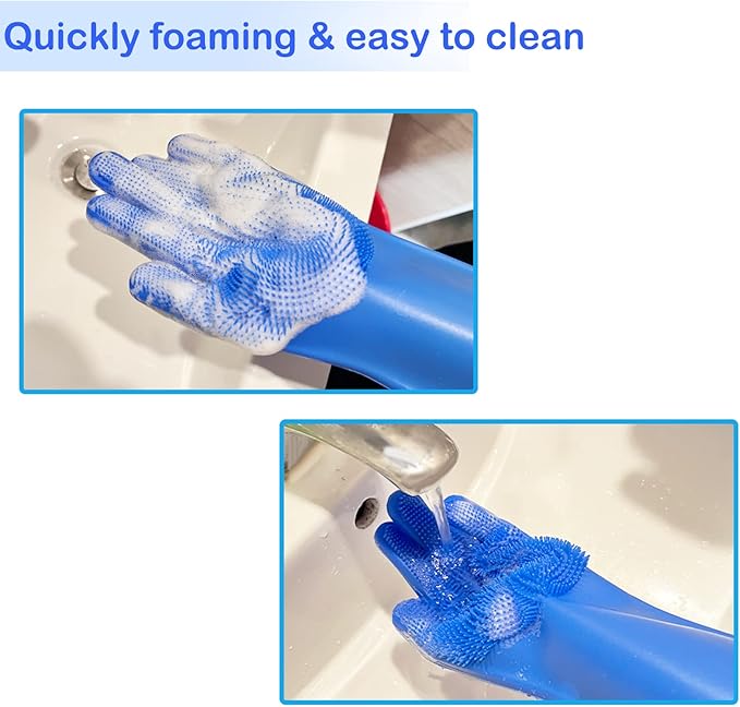 Yintoper Pet Grooming Gloves, Dog Washing Gloves with High-Density Teeth, Heat Resistant Silicone Cat Hair Remover with Enhanced Five Finger Design, Bathing and Massaging for Dogs and Cats