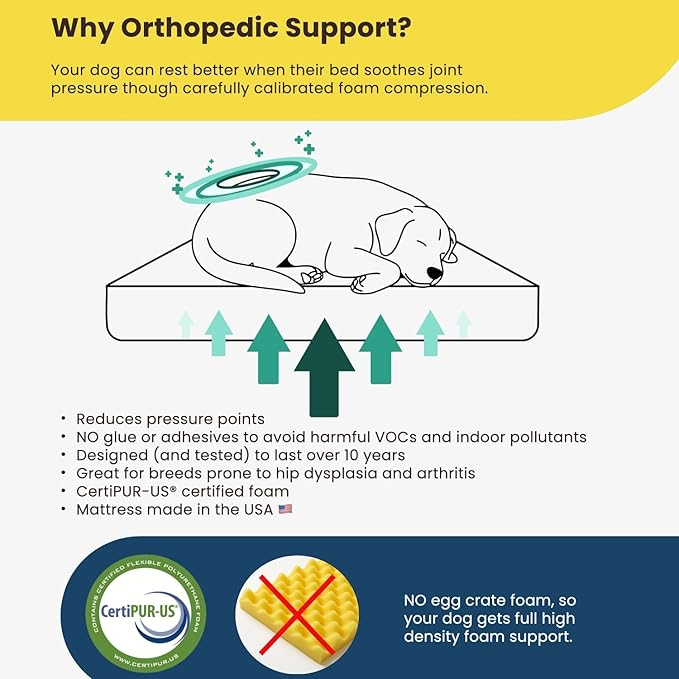 K9 Ballistics Tough Ripstop Orthopedic Rectangle Dog Bed Removable Washable Cover, Solid Orthopedic Foam for Size XXL Giant Big Dogs 68"x40", Light Gray Velvet