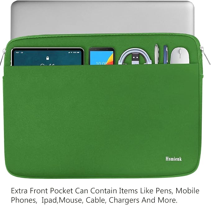 Laptop Sleeve 15.6 inch, Laptop Case Shockproof Protective Notebook Bag with Accessory Pocket, Briefcase Carrying Computer Sleeve for 15.6" HP, ASUS, Dell, Lenovo, Acer -Green