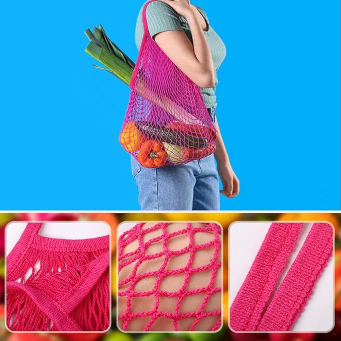 DRWSSR 2pcs Fashion Storage Mesh Bag Reusable Fruit Mesh Bag Shopping Mesh Bag Pure Cotton Portable Mesh Bag Shopping Bag