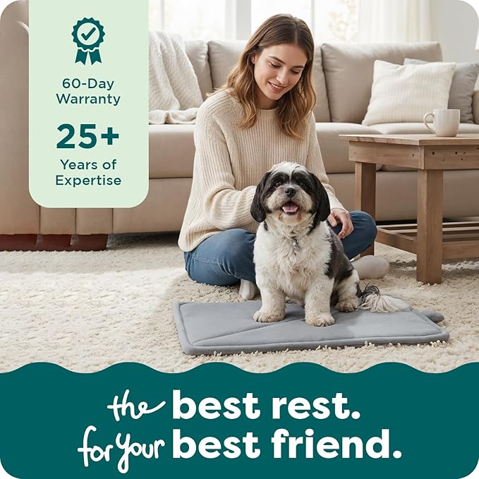 FurHaven ThermaNAP Self Warming Cat Mat, Dog Bed for Crates with Self-Warming Technology for Cozy Rest, Fully Machine Washable, Small, Plush Faux Fur, Black