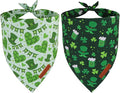 ADOGGYGO St Patricks Day Dog Bandana, Green Shamrock Pet Scarf, Premium Fabric, St Patrick Bandanas for Medium Large Dogs (Large)