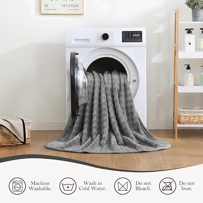 Yaning Waterproof Blanket for Bed Couch Sofa Car, Soft Leakproof Dog Blanket with 3D Bubble Pattern, Reversible Water Proof Pet Blankets for Dogs Cats Puppies (50"x60", Grey)
