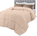 Utopia Bedding Comforters Twin Size, All Season Duvet Insert, Down Alternative Box Stitched Bed Comforter with Corner Tabs, Machine Washable (Beige)