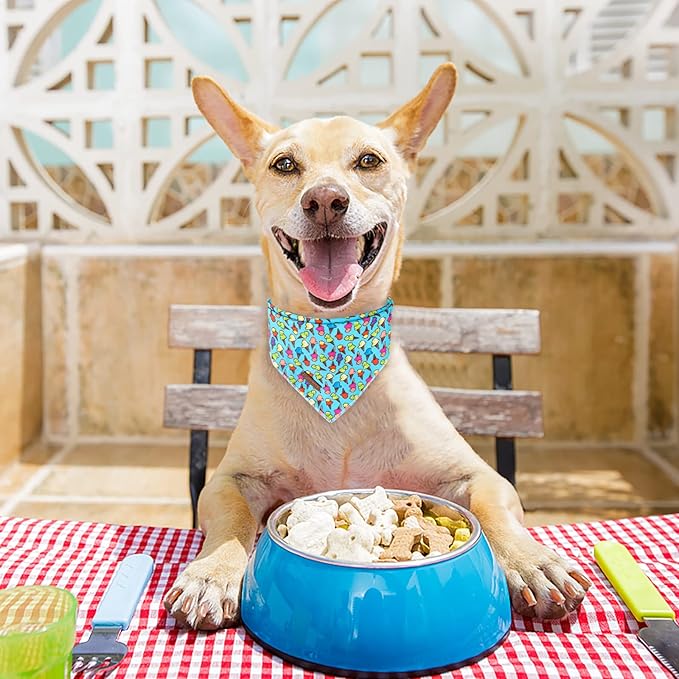 UP URARA PUP Summer Dog Bandana, Hawaii Bandana for Small Medium Dog, Cute Blue Puppy Bandana, Cotton Adorable Pet Triangle Bid Scarf Kerchief for Girl Boy Dogs or Cats