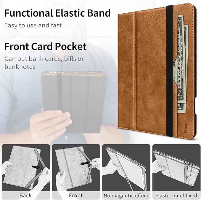 H HOLIMET Case for iPad Air 11 Inch M3/M2 (2025/2024)/iPad Air 4th/5th Generation 10.9 Inch 2022/2020 with Pencil Holder Soft Back Shockproof Protective Vegan Leather