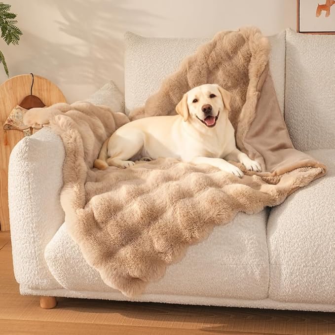 SOMAHE Dog Blanket Self-Warming Throw for Medium & Large Dogs, Dual-Side Sherpa Plush, Thick Crate Bed Cover & Car Seat Mat, Anti-Static Machine Washable No Shrink, 39x30 Inch Coffee