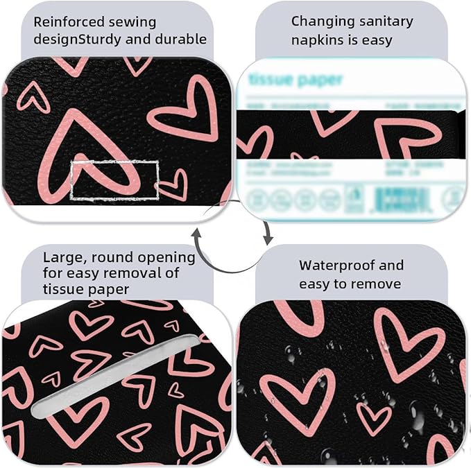 2 Pack Pink Hearts Tissue Box, Hotel and Restaurant Paper Towel Box