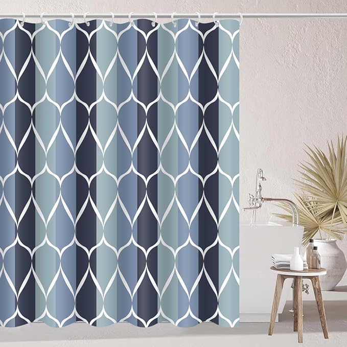 MCCKTIU Blue Shower Curtain Modern Bathroom Shower Curtain Waterproof Fabric Machine Washable Shower Curtains 60 x 72 Inches