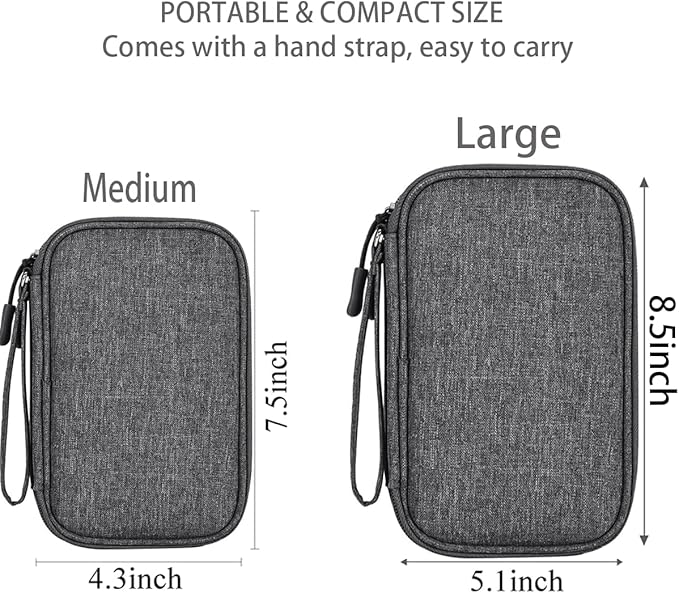 CAAORDKSO Travel Cord Organizer Electronics Organizer Travel Case, Travel Cable Organizer Bag Waterproof Portable Accessories Case for Cable, Charger, Phone, Power Bank, Earphone (Dark Gray, Large)