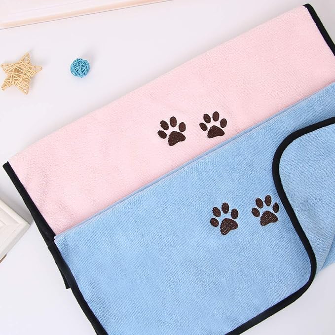 Wipela Pet Dog Cat Microfiber Drying Towel Ultra Absorbent Great for Bathing and Grooming (2-Pack)