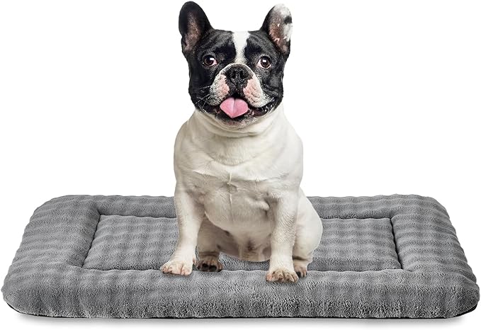 Yaning Dog Bed Mat Crate Pad for Medium Dogs, Washable Soft Pet Sleeping Mat Kennel Pad with 3D Bubble Pattern, Grey, 30"x 19"