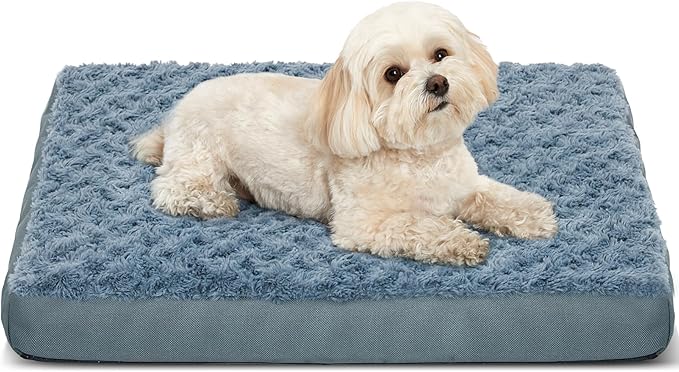 Kimpets Orthopedic Dog Beds for Crate with Removable Washable Cover Egg-Crate Foam Pet Pad Mat with Anti-Slip Bottom,Waterproof Dog Beds Small Sized，20x16 Inch