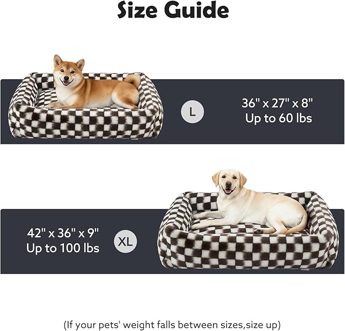 JOEJOY Large Dog Beds Large Sized Dog, Rectangle Washable Orthopedic Corduroy Fleece Pet Bed with Removable Zipper Cover, Cute Soft Calming Puppy Bed with Non Skid Bottom