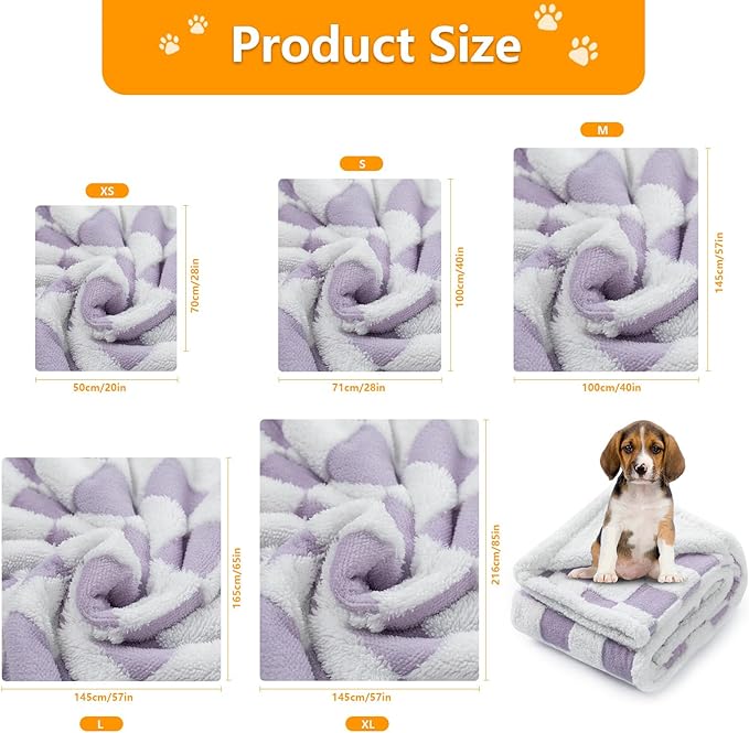 Maidewow Waterproof Pet Blanket,Dog Bed Covers Couch Sofa Stylish Jacquard Pets Throw Blankets for Puppy Cats Washable Reversible Furniture Protection Covers (Purple Check,L)
