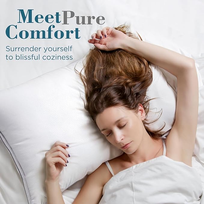 viewstar King Size Pillows Set of 2, Hotel Quality Cooling Down Alternative Gusseted Bed Pillows for Side, Back, or Stomach Sleepers, White, 19" x 33"