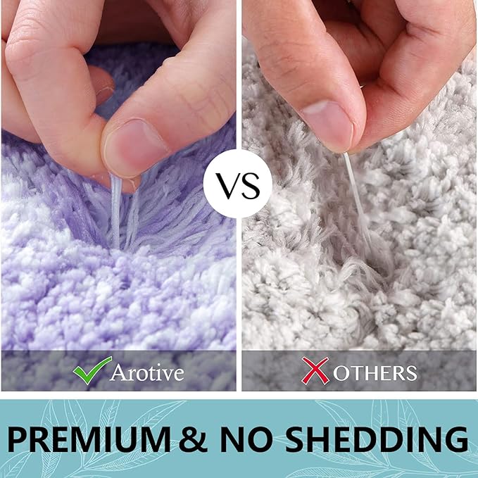 Arotive Microfiber Bathroom Rugs, Shaggy Soft and Absorbent Bath Rug, Non-Slip, Thick Plush Machine Washable Dry Bath Mats for Bathroom, Tub and Shower, 45x27, Dark Purple, Rectangular