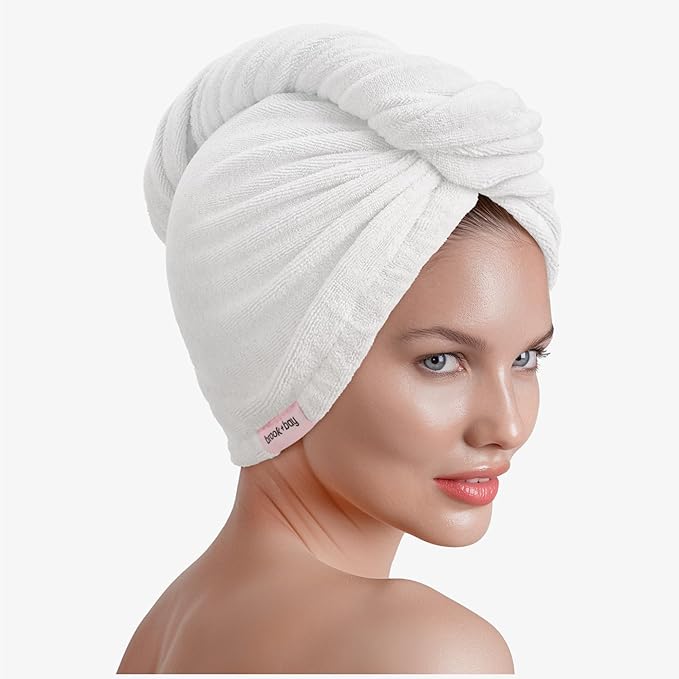 Brook + Bay Microfiber Hair Towel Wrap - Quick-Dry Absorption & Microfiber Towel - Anti-Frizz Styling & Hair Plop Technique