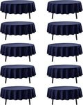10-Pack Navy Blue Round Tablecloths, 90 Inches, Stain-Resistant Polyester for 4-5 Ft Round Tables - Washable Table Covers for Weddings, Banquets, Birthday Parties, Events