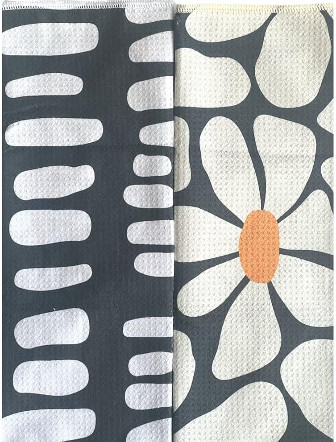 Desert Aqua 2 Pack Double Sided Kitchen Towels || Dish Towels ||Quick Dry || Designer Prints || Highly Absorbent || Hanging Hook (Gray)