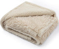 Maidewow Faux Fur Waterproof Calming Dog Blanket Fluffy Sherpa Pets Blanket for Couch Covers Double-Sided Reversible Cats Bed Cover for Pet(Cream,S-40x28in)