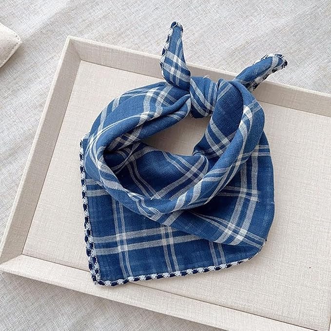 Pemilosci Double Layers Two Tones Dog Cotton Square Bandana Bibs Scarf Kerchief for Small Medium Dogs Boy or Girl - DCB15 B&W