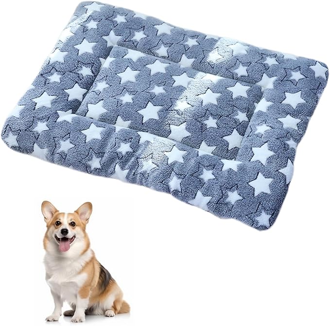 Self Warming Pet Pad, Heated Cat Bed for Indoor Cats & Small Dogs, Energy-Free Thermal Plush Pad with Gray Star Pattern, Orthopedic Soft Cushion for Arthritis, Winter Warm Bed (27.17x18.9 Inch)