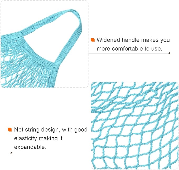 MECCANIXITY Cotton Mesh Bag Reusable Washable Mesh Net String Grocery Bags Organizer for Fruits Vegetables Shopping