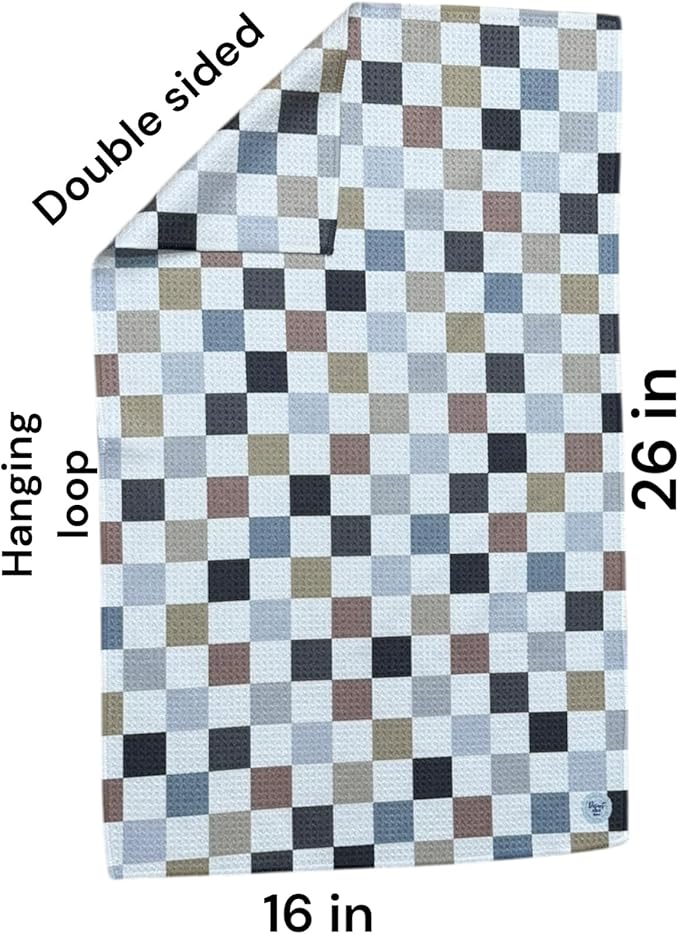 Desert Aqua 2 Pack || Double Sided|| Not Your Ordinary Kitchen Towels || Dish Towels || Quick Dry || Waffle Weave Microfiber || Designer Prints || Highly Absorbent || Hanging Hook (Multi-Checkered)