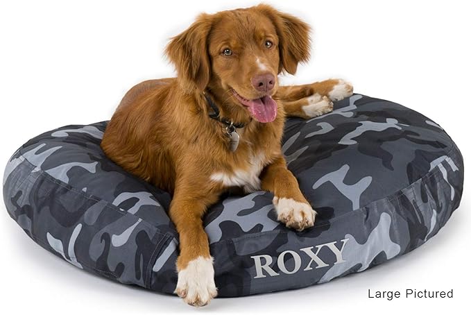 K9 Ballistics Tough Round Nesting Pillow Dog Bed - Removable Cover, Washable, Durable & Water Resistant Indoor/Outdoor Bed - XL, Obsidian Black