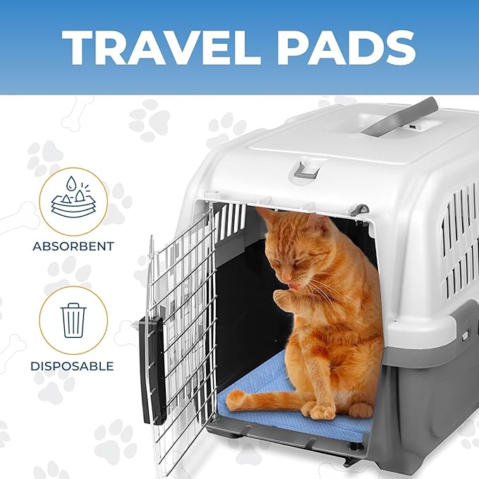 Skywin Pet Carrier Pads, 6 Pack Cat Carrier Pad Insert 19.5" x 12.5", Disposable Small Cat Carrier Liner Pad, Puppy Training Pads(Blue)