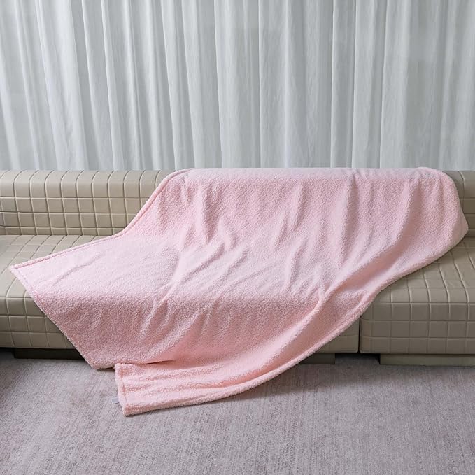 Maidewow Waterproof Pink Dog Blanket Reversible Sherpa Fluffy Calming Pet Blankets Bed Cover for Puppy Leakproof Sofa Couch Throw Covers Cat-L-57x65in