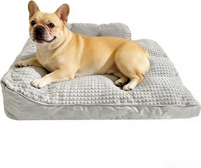 Dog Beds Medium Sized Dog, Warming & Super Soft Calming Sleeping Bed, Durable Comfortable Dog Crate Pad with Sides for Room to Move Freely, Non-Slip Bottom (Grey, 24" L x 18" W x 9" Th)