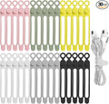 30Pcs Nearockle Silicone Cable Ties for Bundling Earphone, Phone Charger, Computer Cords, Reusable Cord Organizer Cable Management in Home,Office,Kitchen,School (6 Colors)