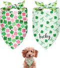 St. Patrick's Day Dog Bandana Reversible 2 Pack Small, St. Patricks Day Pet Bandanas for Dogs Cute Green Shamrock Adjustable Triangle Holiday Scarves for Small Medium Boy Girl Dogs