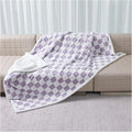 Maidewow Waterproof Pet Blanket,Dog Bed Covers Couch Sofa Stylish Jacquard Pets Throw Blankets for Puppy Cats Washable Reversible Furniture Protection Covers (Purple Check,L)