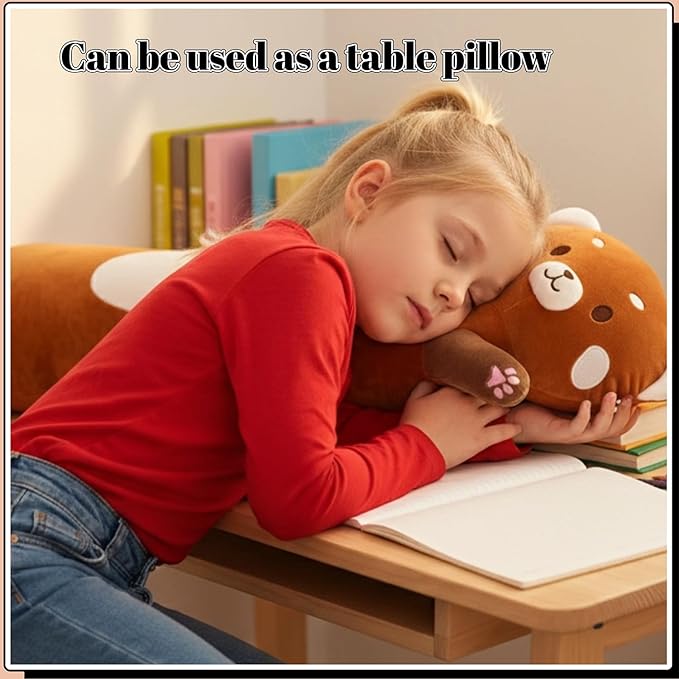 Shuoopen Red Panda Stuffed Animal Pillow - Long Red Panda Plush Toy, Super Soft Hugging Pillow for Kids & Adults, Gift for Christmas & Home Decor (60cm/23.6inch)