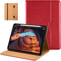 DTTO for iPad (A16) 11th Generation Case 11 Inch 2025, iPad 10th Generation Case 10.9 Inch 2022, Premium Leather Business Folio Stand Cover with Pencil Holder - Auto Wake/Sleep, Red