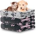 Gowyeg 1 Pack 3 Dogs Blankets for Large & Medium Dogs Washable, Super Soft Fluffy Premium Fleece Pet Blanket Flannel Throw for Dog Puppy Cat Paw Dog Products, Grey Pink, 41x31 inch