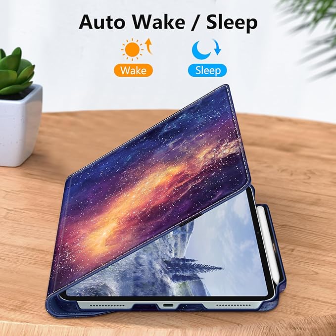 Fintie Rotating Case for iPad Air 13-inch (M3) 2025, (M2) 2024-360 Degree Swiveling Protective Stand Cover with Pencil Holder, Auto Wake/Sleep, Galaxy