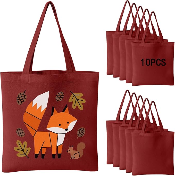 OKBA 10-Pack Blank Reusable Grocery Shopping Cloth Bags canvas tote bags Bulk DIY custom