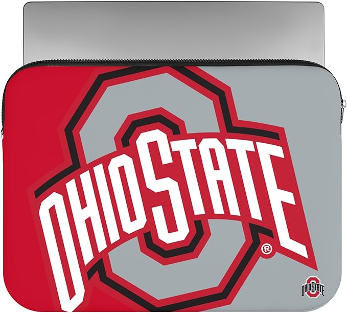 FOCO NCAA Official 15" Inch Colorblock Primary Logo Zipper Laptop Computer Sleeve Case Bag (Ohio State Buckeyes)