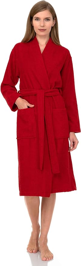TowelSelections Womens Robe Cotton Kimono Bathrobe for Women Knee Length Terry Cloth Towel Robes for Women XS to 4X