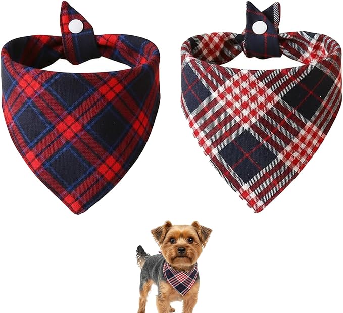 Small Dog Bandana,Soft Cotton Pet Triangle Scarf for Small Dogs & Cats,Lightweight Tie-On,Pet Photo Prop,Cute Holiday Dog Bandana 2 Pack (Burgundy)