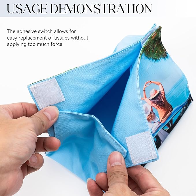 Custom Tissue Box Cover, Personalization Fabric Tissue Cover with Photo Image Logo for Bathroom,Dressing Tables,Bedroom,Office Convenient for Replacing Tissues