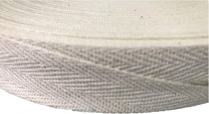QIANF Twill Tape Ribbon 100% Cotton Natural Color 3/8 Inch Wide 50 Yard Roll Herringbone Tape(3/8 Inch-50Yard, Off-White)