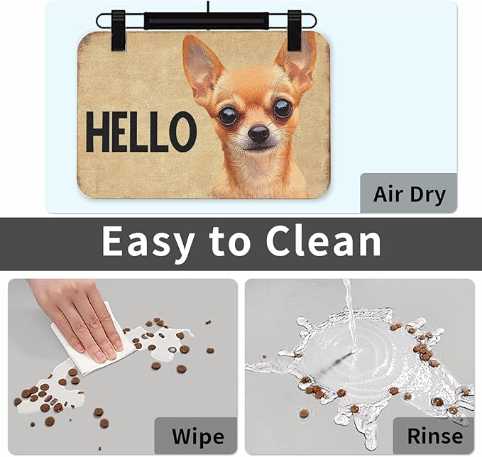 Chihuahua Dog Food Mat for Floors Waterproof,Quick Dry Anti-Slip Dog Bowl Mats for Food and Water,Pet Feeding Mats,Pet Placemat for Messy Drinkers to Protect Floors,Pets Supplies 23.62×15.75in