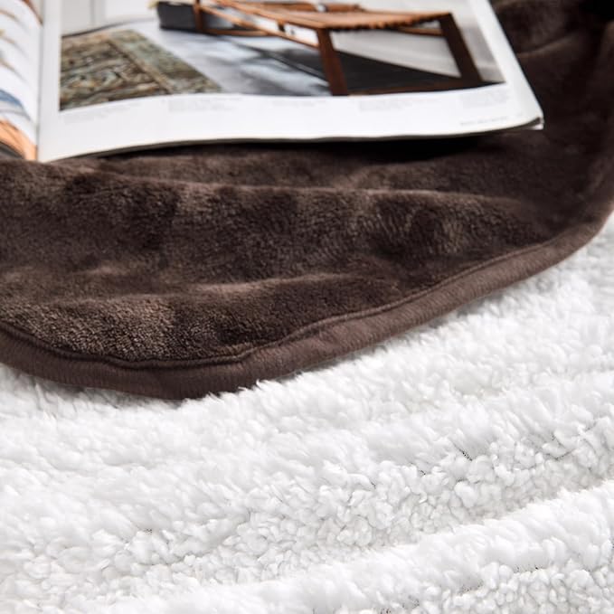 Yaning Waterproof Blanket for Bed Couch Sofa, Soft Liquid Pee Proof Pet Blanket for Dog Puppy Cat, Reversible Sherpa Fleece Furniture Protector (Brown, 30x40 inches)